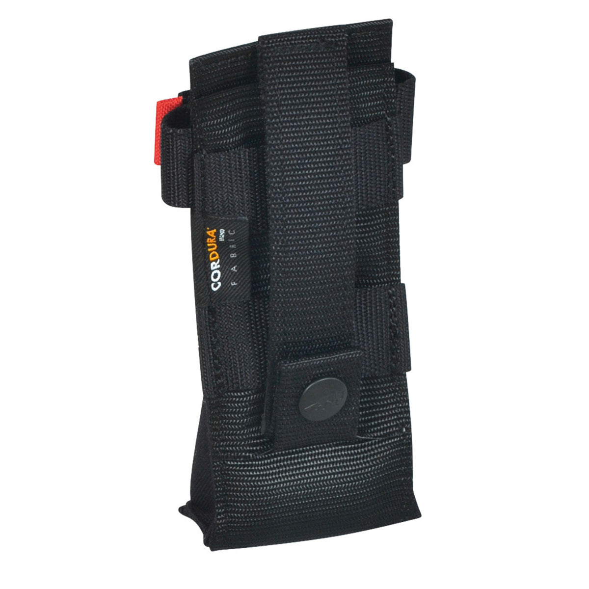 Three quarter back view of Tasmanian Tiger Tourniquet Pouch with MOLLE snap button system - Black