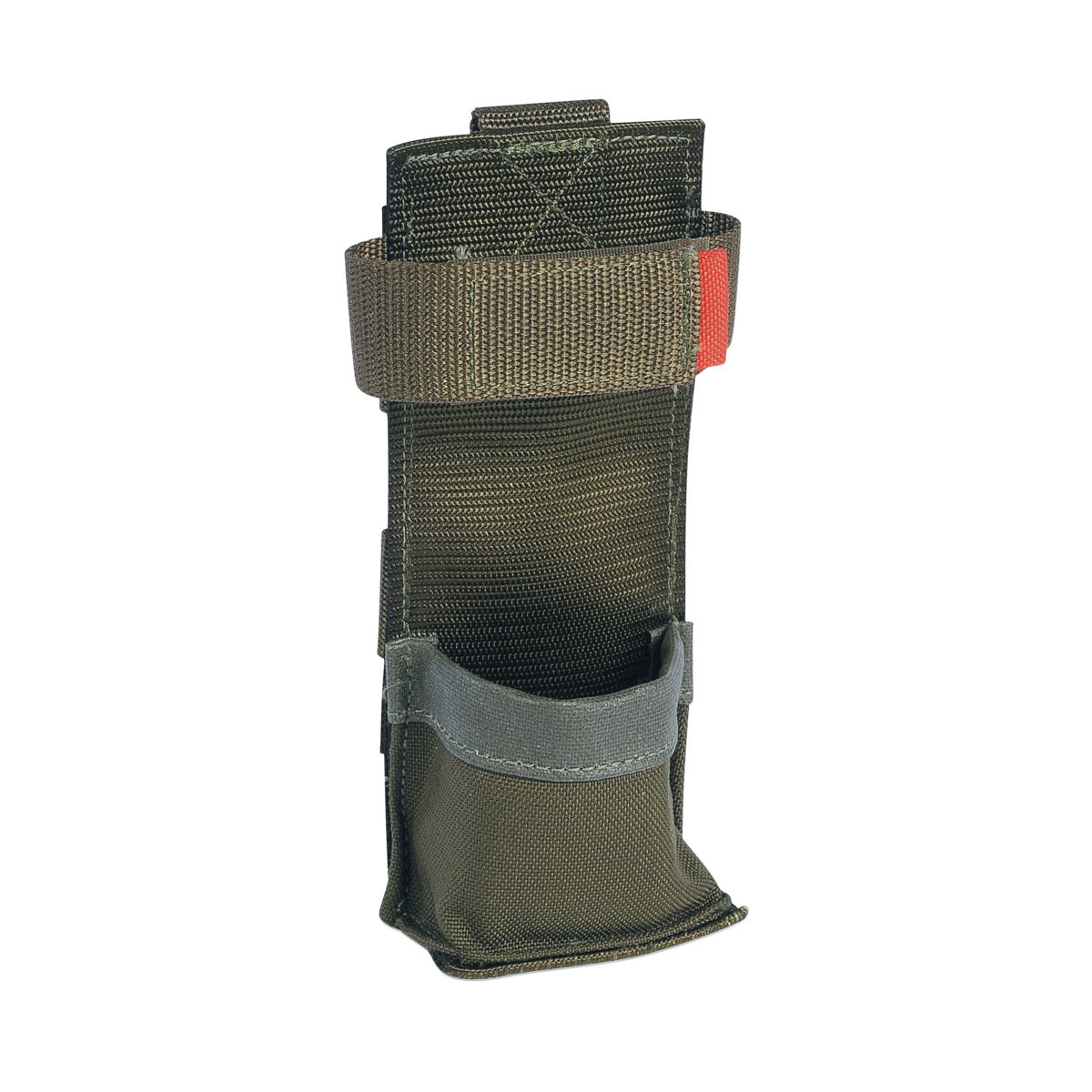 Three quarter front view of Tasmanian Tiger Tourniquet Pouch with quick access hook-and-loop fastener and fixation for CAT-tourniquet or similar – Olive